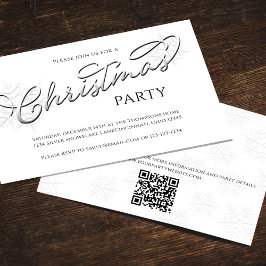 Invitación Navidades Estiloso Caligrafía Plata Snowflake
