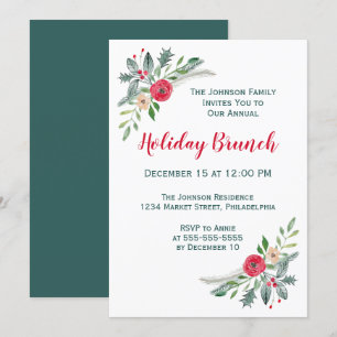 Invitación Navidades Evento Winter Florals & Holly