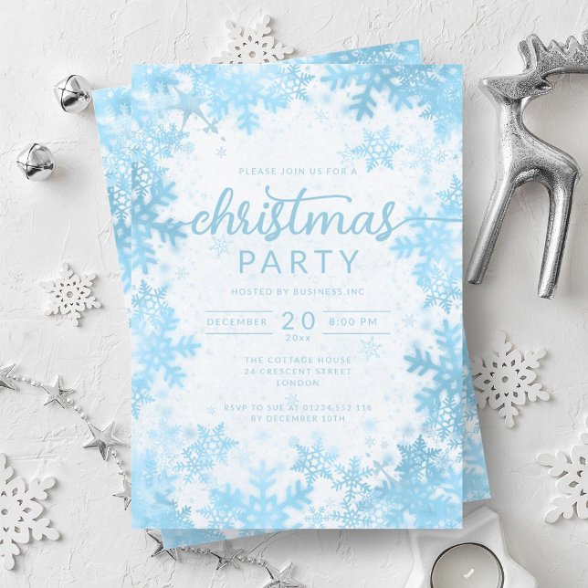 Invitación Navidades exclusivos de la compañía Turquesa Snowf (Exclusive Turquoise Snowflakes Company Christmas Invitation)