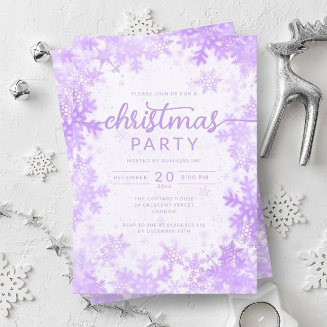 Invitación Navidades exclusivos de la empresa Purple Snowflak (Exclusive Purple Snowflakes Company Christmas Invitation)