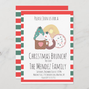 Invitación Navidades Familia Brunch Pancakes Cookies Donuts