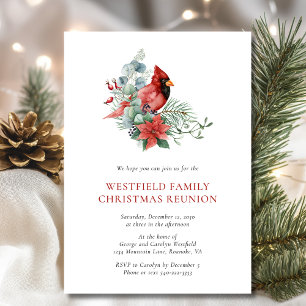 Invitación Navidades Familia Reunión Cardenal Rojo Fiesta