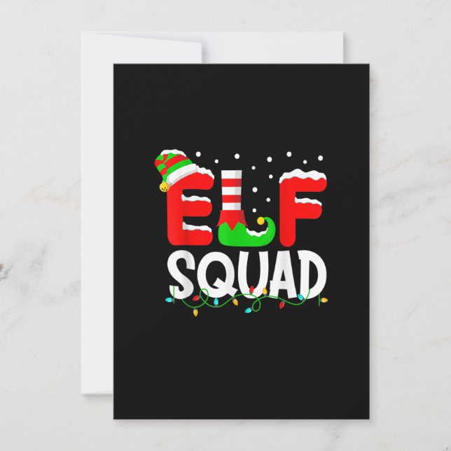 Invitación Navidades familiares divertidos de Elf Squad coinc (Anverso)