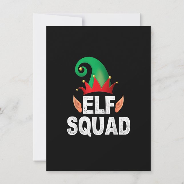 Invitación Navidades familiares divertidos de Elf Squad coinc (Anverso)