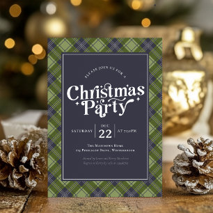 Invitación Navidades familiares Fiesta Rustic Plaid