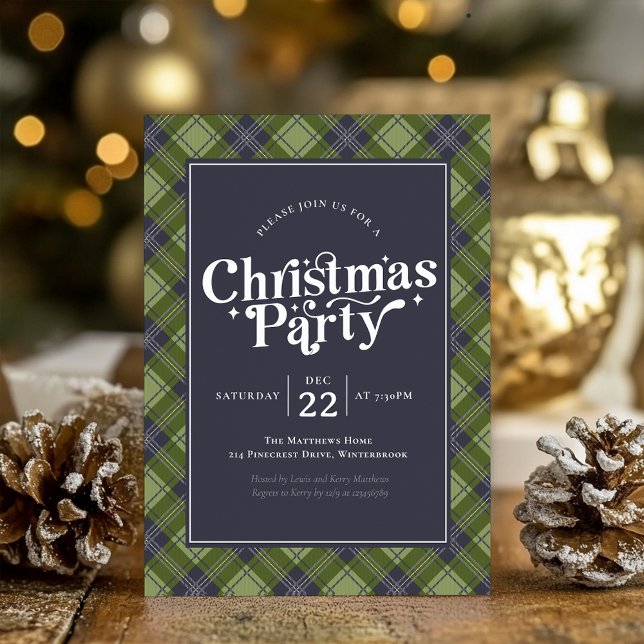 Invitación Navidades familiares Fiesta Rustic Plaid (Subido por el creador)