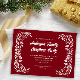 Invitación Navidades familiares Fiesta verde blanco moderno