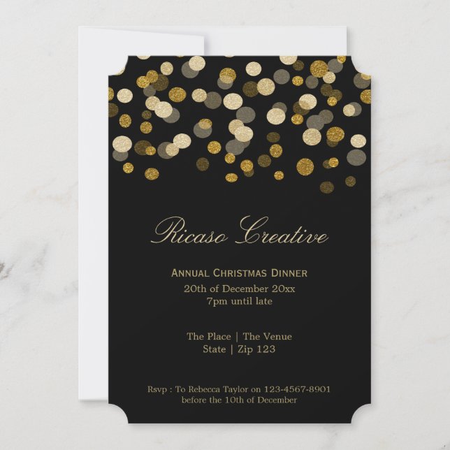 Invitación Navidades Faux Gold Fiesta corporativo (Anverso)