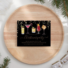 Invitación Navidades Faux Gold Purpurina Cocktail Fiesta