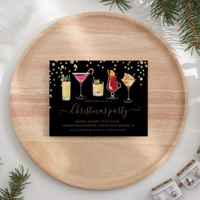 Invitación Navidades Faux Gold Purpurina Cocktail Fiesta (Subido por el creador)