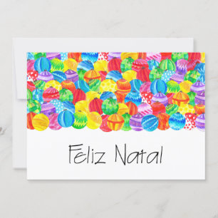 Invitación Navidades Feliz Natal en portugués, acuarela