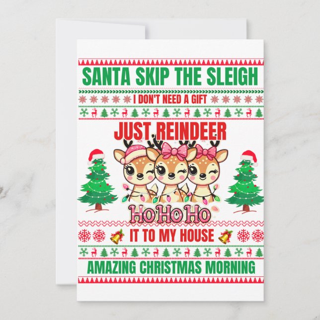 Invitación Navidades Feliz Navidad Por Regalos Renos (Anverso)