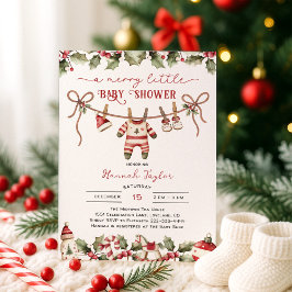 Invitación Navidades Feliz Pequeño Baby Shower