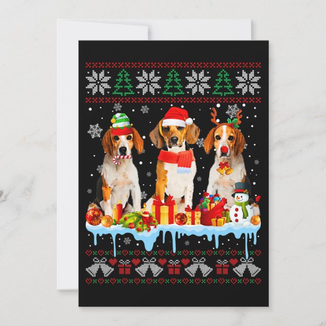 Invitación Navidades feos Beagle Dog Santa Xmas Costuma de pe (Anverso)