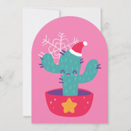 Invitación navidades feos cactus copos de nieve del desierto