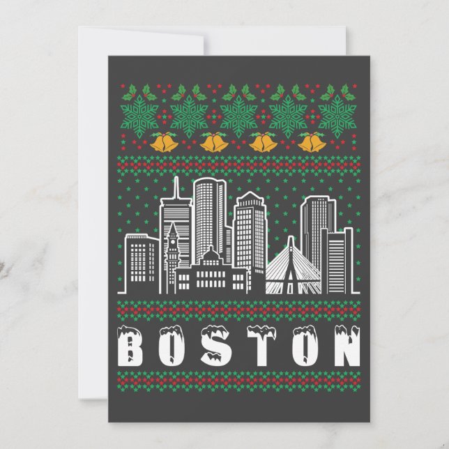 Invitación Navidades feos de Boston Massachusetts (Anverso)