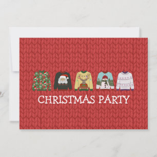 Invitación Navidades feos de lana roja festiva Fiesta invi