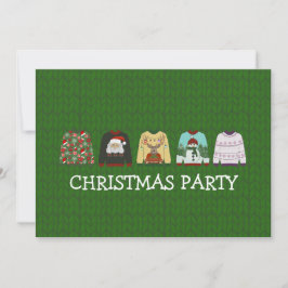 Invitación Navidades feos de lana verde feriado Fiesta de sué