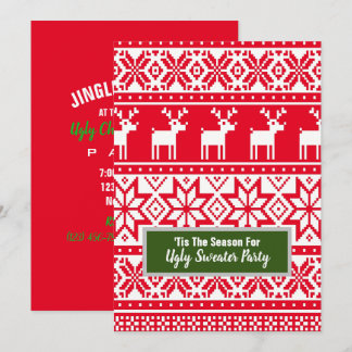 Invitación Navidades feos de renos nórdicos Fiesta suéter