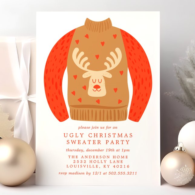 Invitación Navidades feos de renos tacaños suéter Fiesta (Subido por el creador)