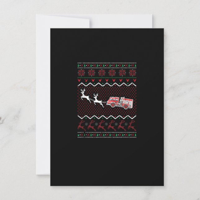 Invitación Navidades feos del camión de bomberos de Navidad (Anverso)