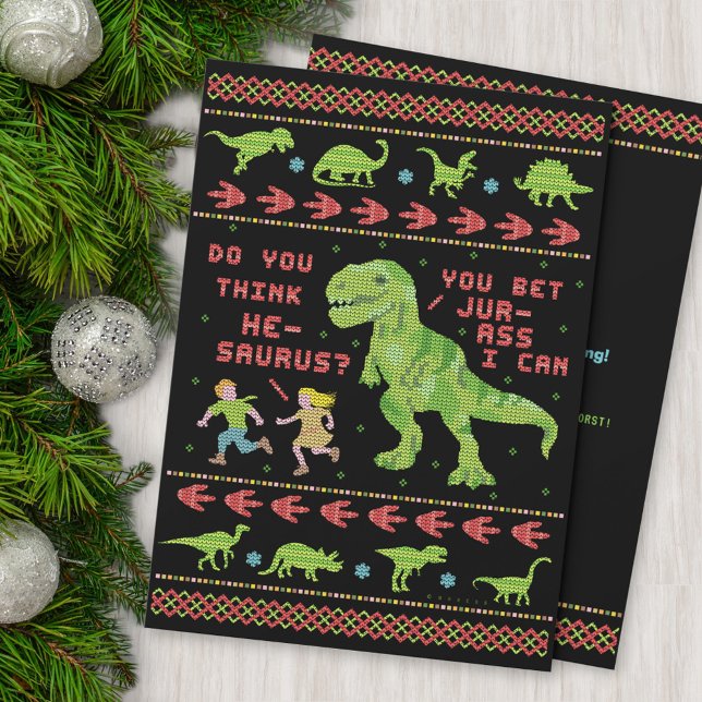 Invitación Navidades feos Fiesta de suéter T Rex Dinosaur (Subido por el creador)