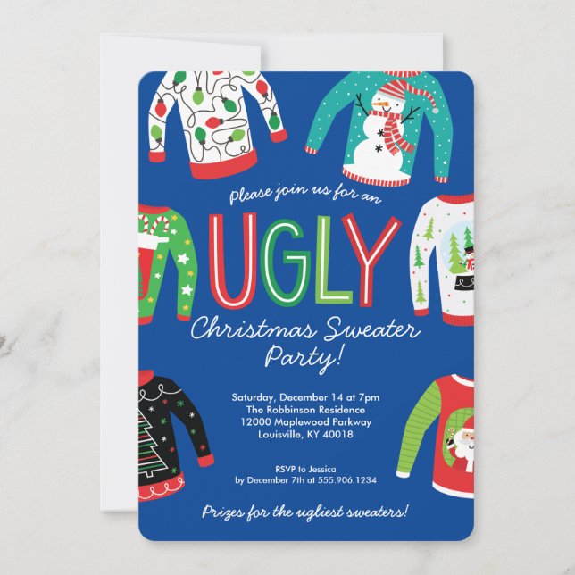 Invitación Navidades feos Fiesta suéter (Anverso)