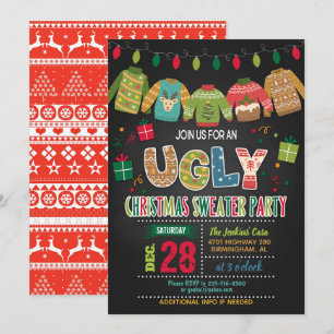 Invitación Navidades feos invitan a fiestas suculentas