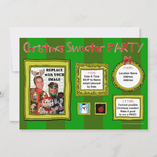 Invitación Navidades feos invitan a fiestas suculentas (Anverso)