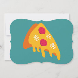 Invitación navidades feos pepperoni pizza copos de nieve invi