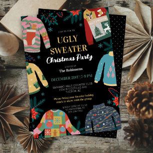 Invitación Navidades feos retro vintage celebran feriado por 