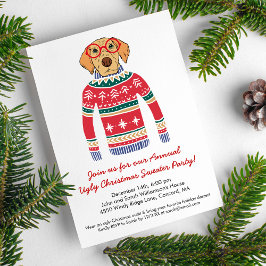 Invitación Navidades feos suéter Fiesta Cute Perro