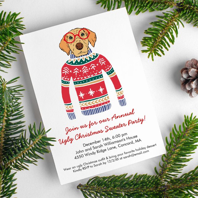 Invitación Navidades feos suéter Fiesta Cute Perro (Subido por el creador)