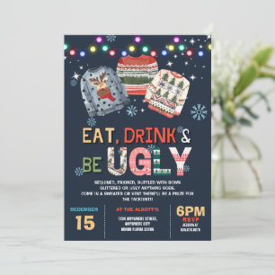 Invitación Navidades feos suéter tomar una bebida es fea