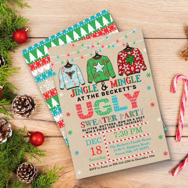 Invitación Navidades feos Sweater Kraft Holiday Party (Subido por el creador)