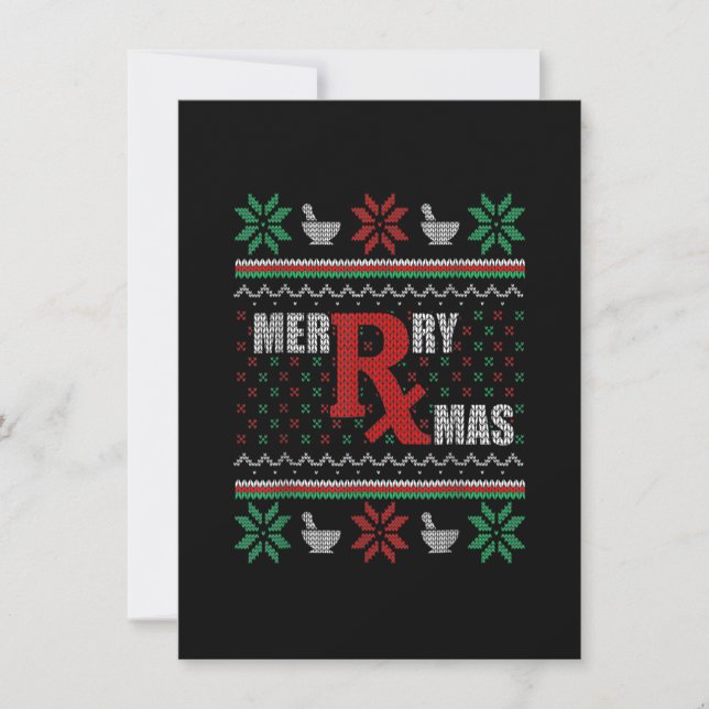 Invitación Navidades feos Sweater Pharmacy Tech Merry Xmas Ph (Anverso)