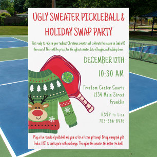 Invitación Navidades feos Sweater Pickleball Gift Swap