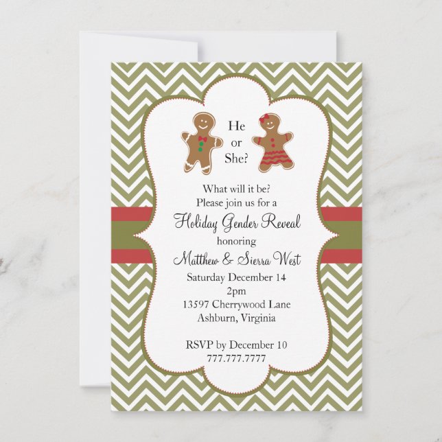 Invitación Navidades feriados género revelan Baby Shower (Anverso)