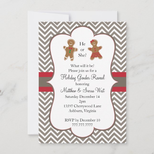 Invitación Navidades feriados género revelan Baby Shower (Anverso)