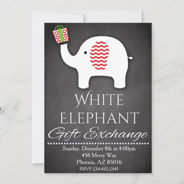 Invitación Navidades festejan elefante blanco Fiesta (Anverso)