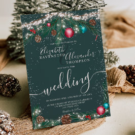 Invitación Navidades festivos alumbran boda de nieve de rama 