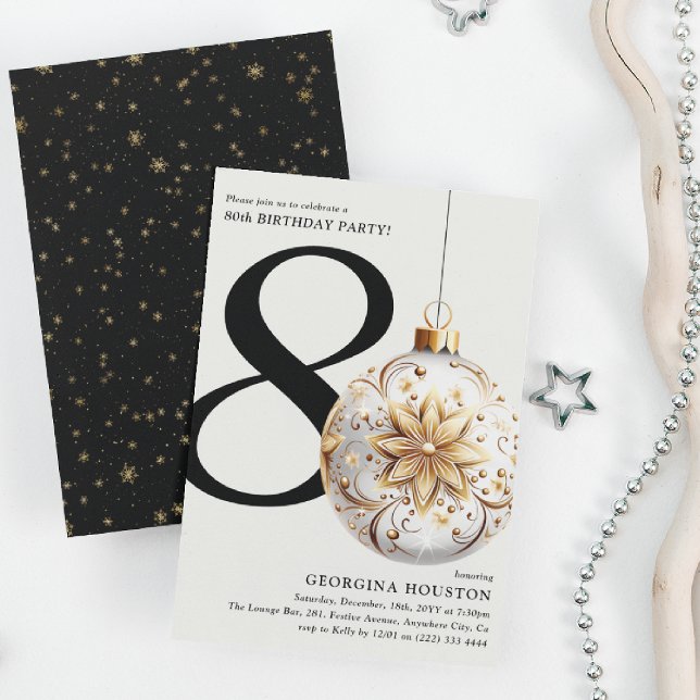 Invitación Navidades festivos Bauble 80th Birthday Party (Subido por el creador)