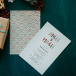 Invitación Navidades festivos coloridos jingle y mingle<br><div class="desc">Esta alegre y colorida invitación a los Navidades es perfecta para su divertido, creativo, brillante Navidad riéndose y mezclando fiesta. Su original y lúdico tipo de letra moderna en rojo, beho tostado y verde claro y oscuro crean un ambiente estacional alegre. Si buscas alegrar el oscuro invierno de tus seres...</div>