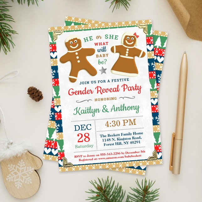 Invitación Navidades festivos de pan de jengibre Fiesta de re (Subido por el creador)