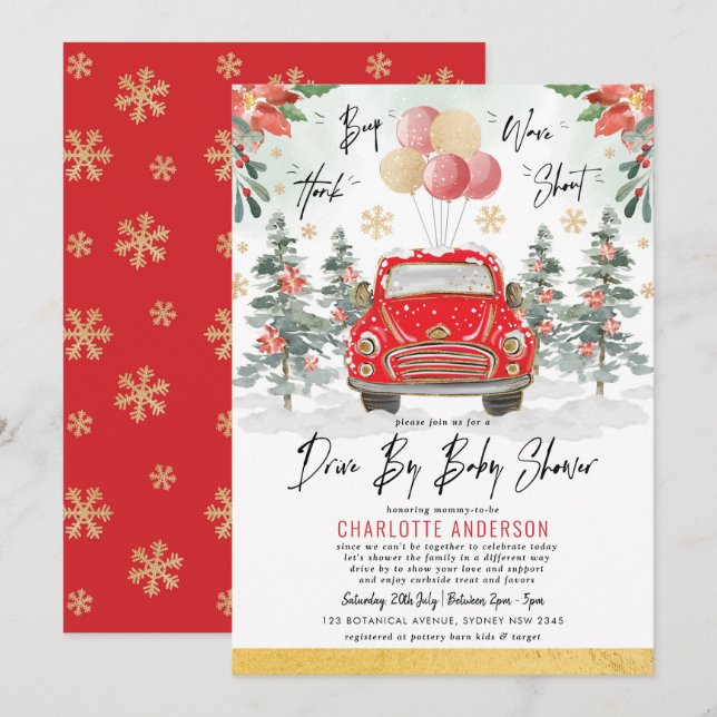 Invitación Navidades festivos de viaje por Baby Shower (Anverso / Reverso)