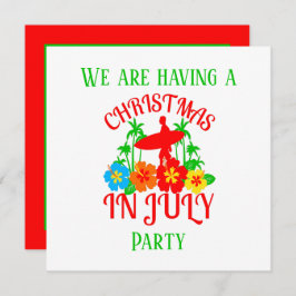 Invitación navidades festivos en julio fiesta surfista