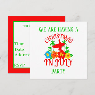 Invitación navidades festivos en julio fiesta surfista