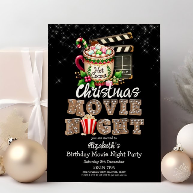 Invitación Navidades festivos Fiesta de Cacao Noche de Cine (Subido por el creador)