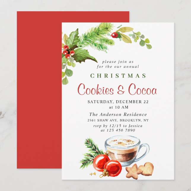 Invitación Navidades festivos Fiesta de cocina y cacao (Anverso / Reverso)