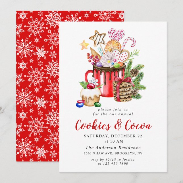 Invitación Navidades festivos Fiesta de cocina y cacao (Anverso / Reverso)